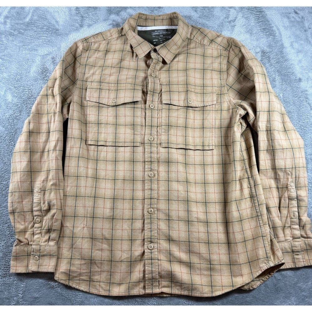 REI Cooperative Men's Large Plaid Button Up Shirt Outdoor Hiking Cotton